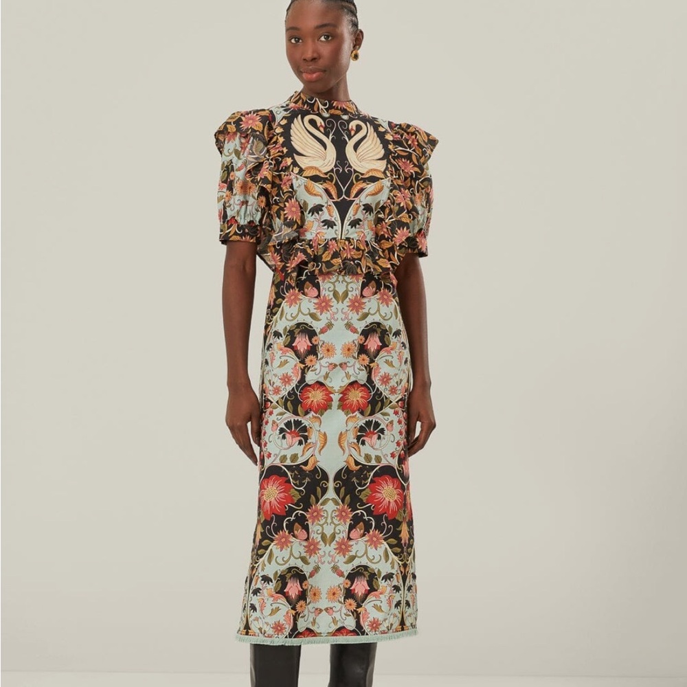 Blue Flowing Beauty Short Sleeve Midi Dress Size XS